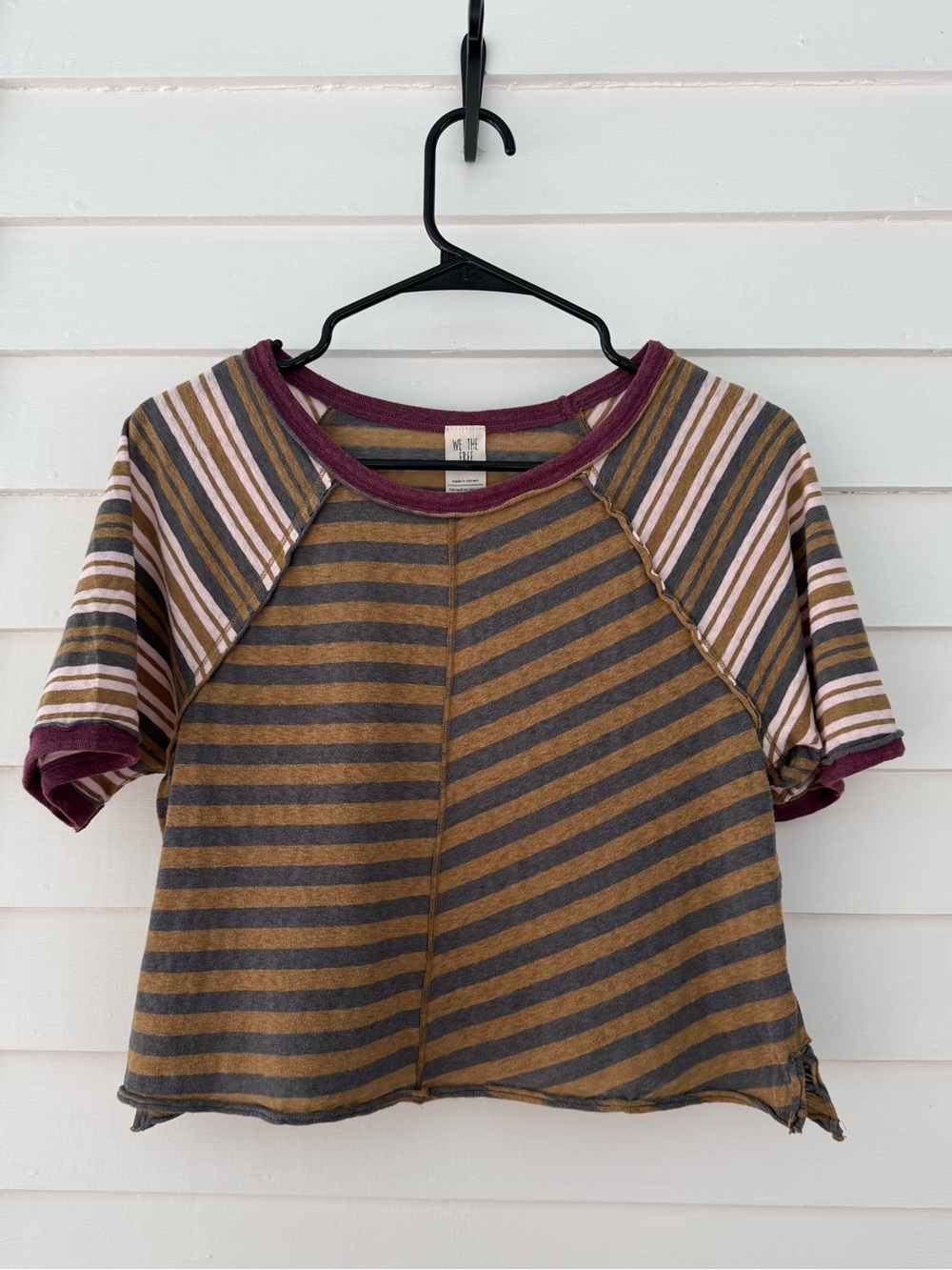 Free People | We The Free Striped Cropped Tee Size M